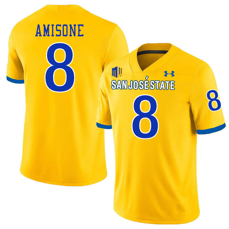 #8 Tama Amisone SJSU Jersey,San Jose State Spartans Football Jersey College Uniforms-Gold